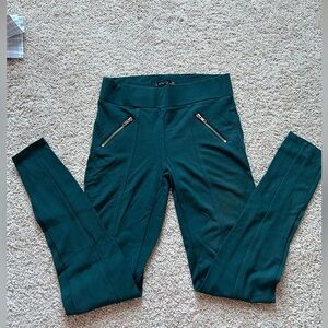 Green Viscose Pants with Zipper Pockets